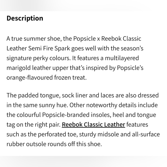 Reebok X Popsicle Classic Leather Semi Fire Spark *NWT* - Picture 7 of 15